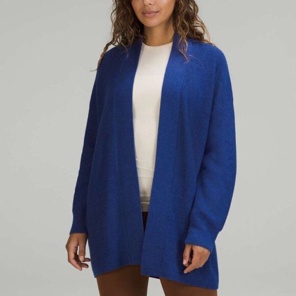 Lululemon Merino Wool-Blend Ribbed Long Wrap Sweater Size 8 - Picture 1 of 13